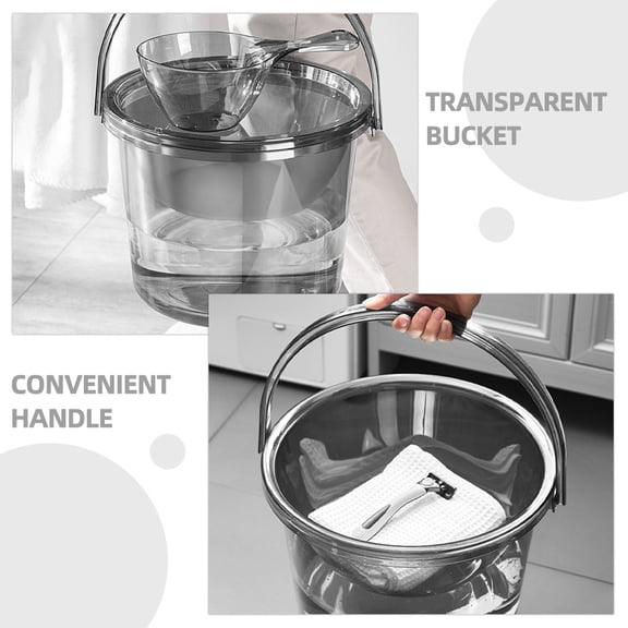 Luxshiny Plastic Bucket with Large Handle and Lid Light Grey Water Container for Household Convenience