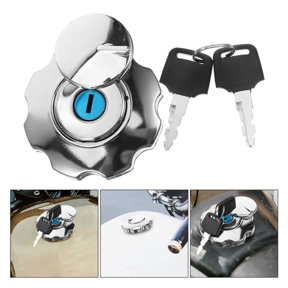 Luxshiny Plated Silver Car Oil Tank Cap Locking Fuel Tank Cap with Key Aluminum Alloy Material