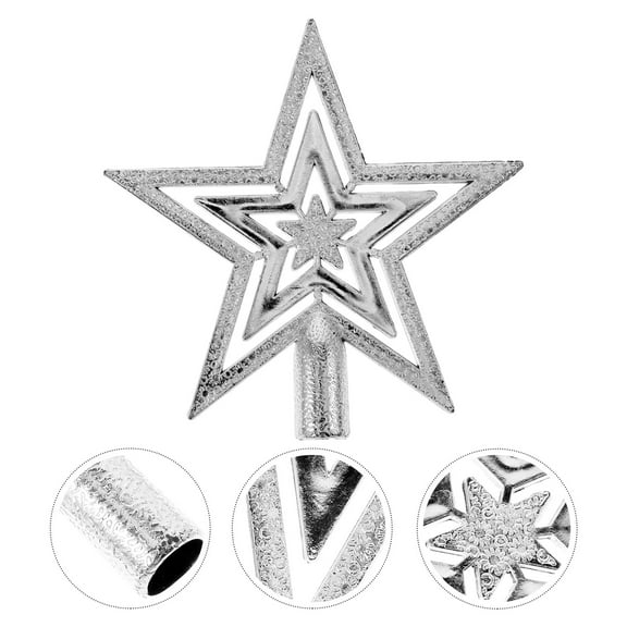 Luxshiny Plated Silver Star Treetop for Christmas Tree Decoration Featuring Brightness and Fine Craft Details