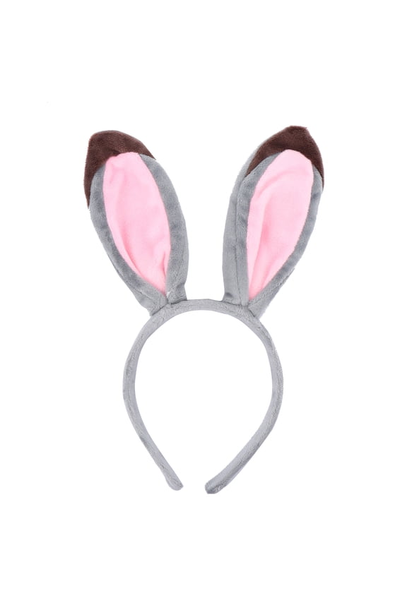 Plush Grey Rabbit Ear Hair Hoop Soft Bunny Ears Headwear Ideal for Holiday Parties and Festivals
