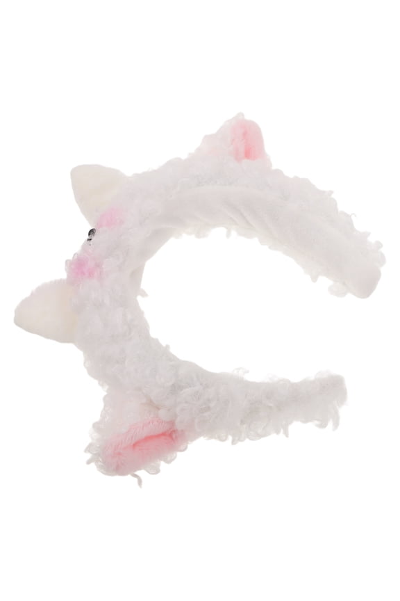 Plush Sheep Horn Headband with White Lamb Ears Animal Costume Hairband for Cosplay and Daily Wear