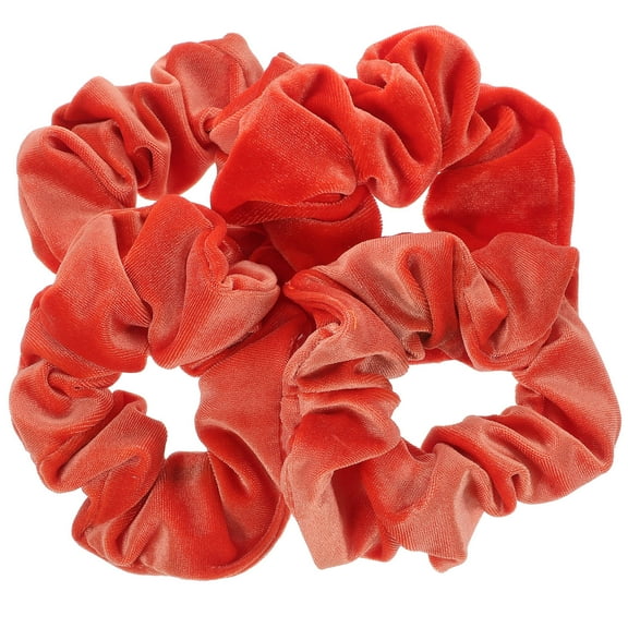 Luxshiny Elastic Velvet Hair Scrunchies Fluorescent Orange Stylish Bands 4Pcs