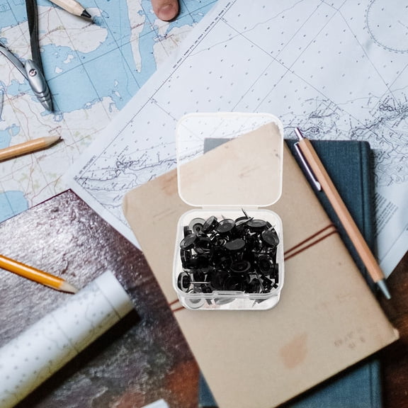 Luxshiny Portable Black Wall Push Pin Hooks for Photo Display Map Locations and Art Projects