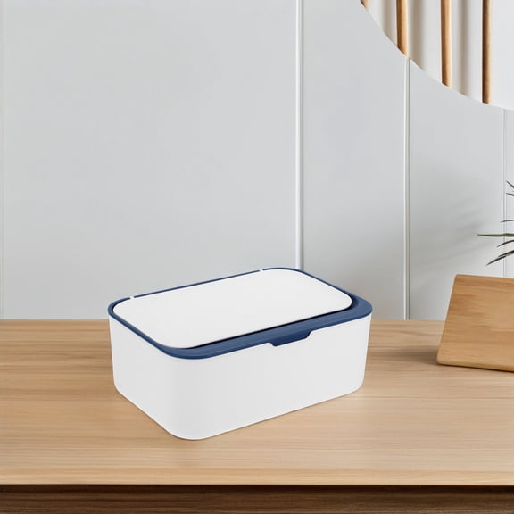 Luxshiny Portable Blue Plastic Tissue Box with Lid for Reusable Wipe Storage and Easy Access