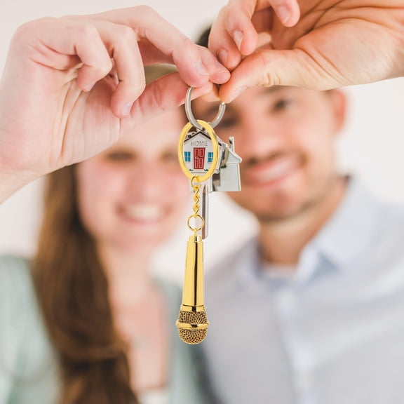 Luxshiny Portable Microphone Keychain Music Charm Decorative Accessory for Purse or Bag