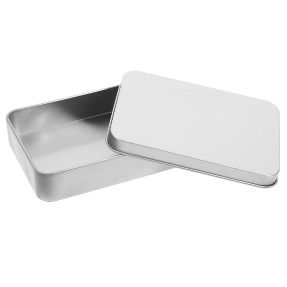 Luxshiny Portable Mini Tin Box Decorative Metal Tins Silver 1Set For Gifting