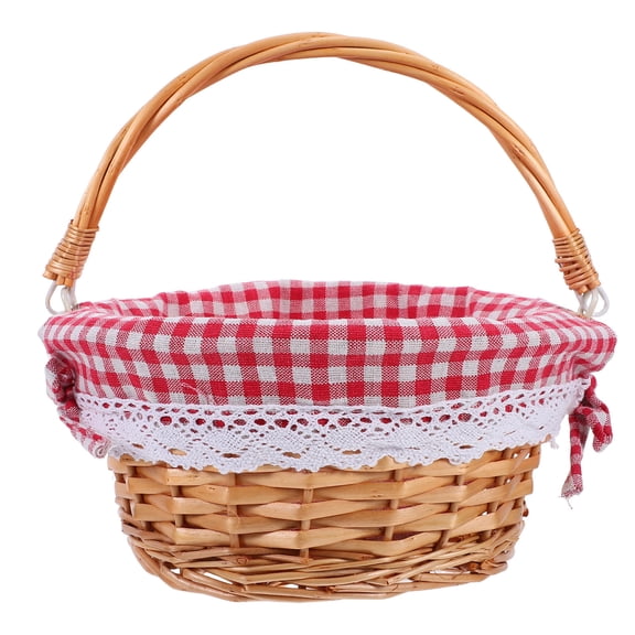Luxshiny Portable Picnic Basket Handwoven from Strong Rattan for Fruit and Vegetable Storage