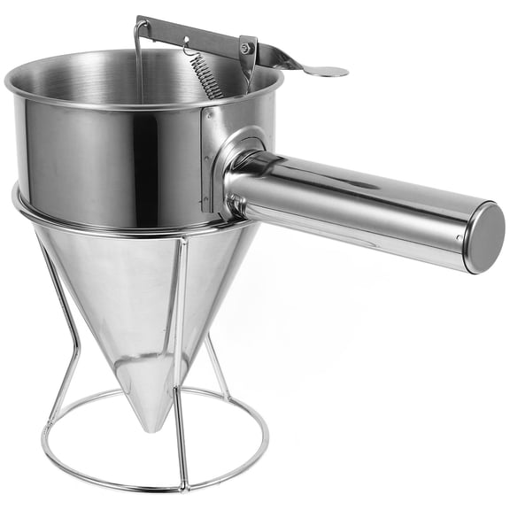 Luxshiny Practical Stainless Steel Pancake Mix Dispenser Funnel for Baking and Kitchen Use
