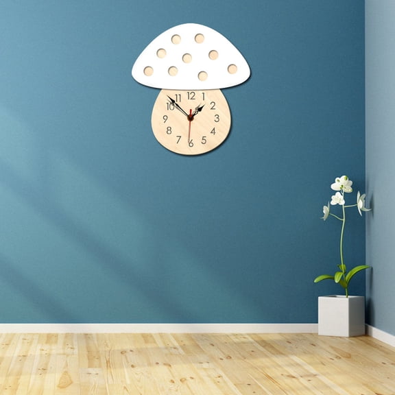 Luxshiny Practical White Wall Clock with High Precision Movement and Unique Mushroom Design