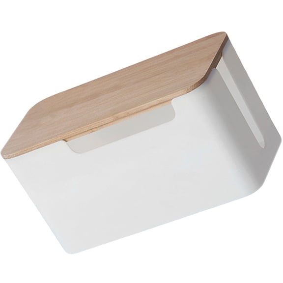Luxshiny Premium Cable Box with Wooden Cover for Power Line and Socket Storage in White