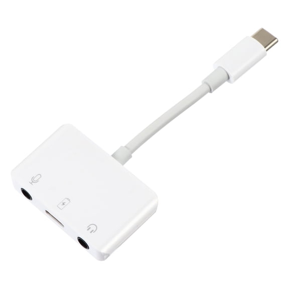 Luxshiny Professional Type-C Adapter Portable Multi Functional White USB Sound Adapter for Laptops