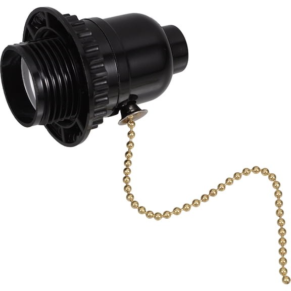 Luxshiny Socket Lamp Holder Pull Chain Light Fixture Black ABS 1Pcs