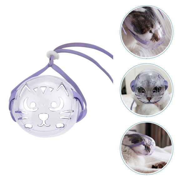 Luxshiny Breathable Purple Cat Muzzle for Bathing and Medication