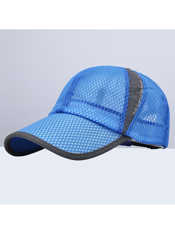 Adjustable Blue Mesh Baseball Cap for Running Hiking Uv Protection