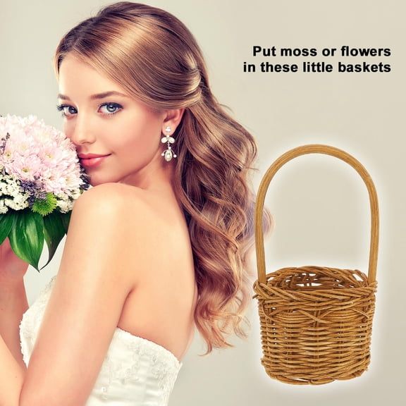 Luxshiny Rattan Weaving Basket Storage Container Round Light Brown 1Pack