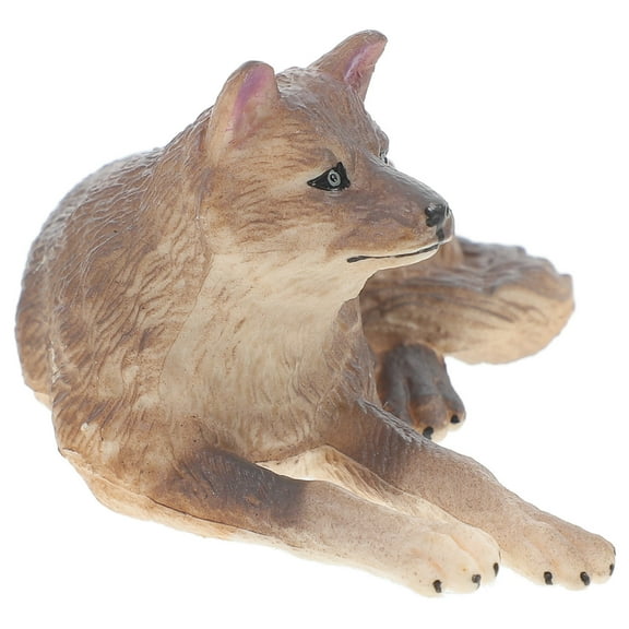Luxshiny Miniature Figurines Animals Model Wolf Model Plastic Grey 1Pcs for Lying Wolf Pose