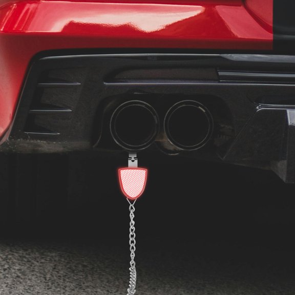Luxshiny Red Car Static Strap with Reflective Metal Strip for Safe Driving Experience