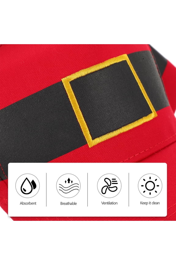 Nylon Red Christmas Baseball Hat with Plush Pom Pom Perfect for Holiday Costume