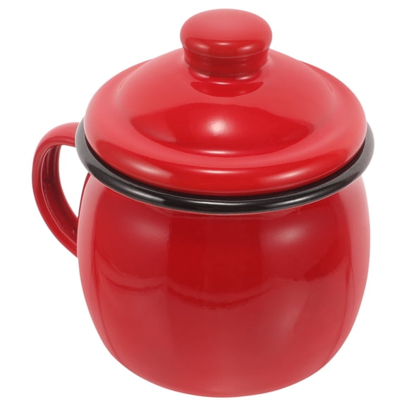 Luxshiny Red Enamel Mug with Handle for Coffee Tea Milk Juice Vintage Portable Cup