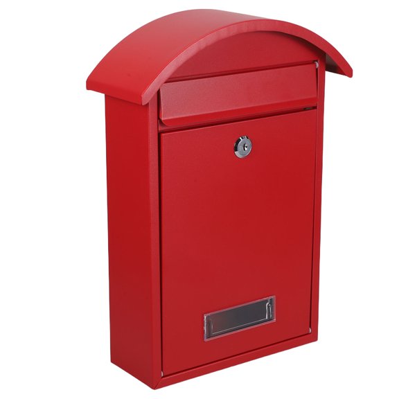 Luxshiny Red Lockable Wall Mount Mailbox with Iron Construction Weather Resistant for Secure Mail Storage