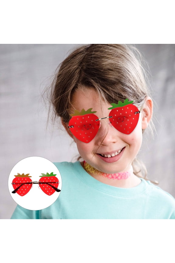 Red Strawberry Shaped Fashion Sunglasses 1Pcs UV Protection Metal PC for Girls