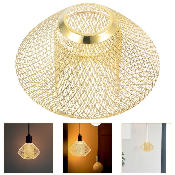 Luxshiny Golden Iron Wire Double Layer Geometric Pendant Lamp Shade 148x100mm
