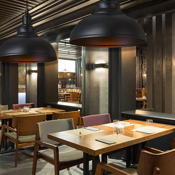 Luxshiny Retro Industrial Style Single Head Chandelier Ceiling Lamp for Bar Restaurant Hotel Home Use Black 30cm