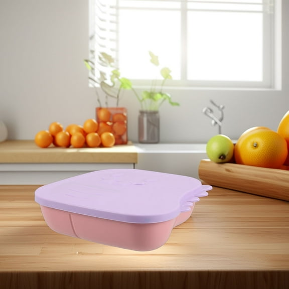 Luxshiny Lavender Reusable Animal-Shaped Plate with Dividers, Base, and Lid for Easy Mealtime