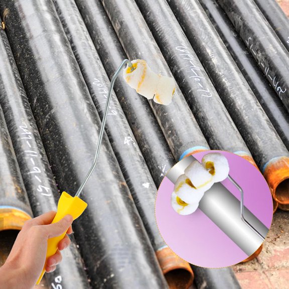 Luxshiny Roller Brush for Pipes and Trim with Delicate Design and White Bristles