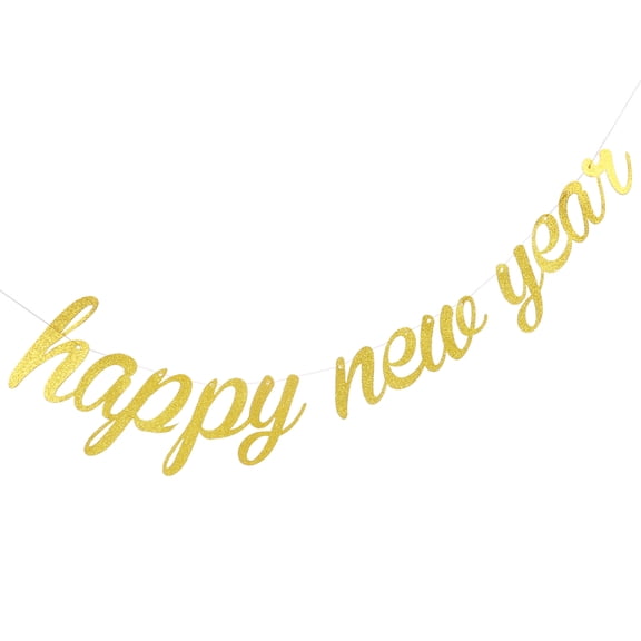 Luxshiny Rose Plated Gold 2021 New Year Hanging Banner Sign with Glitter for Easy Party Decoration