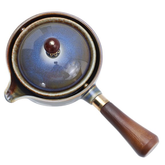 Luxshiny Rotatory Ceramic Tea Kettle with Comfortable Wooden Handle Assorted Colors for Home Use