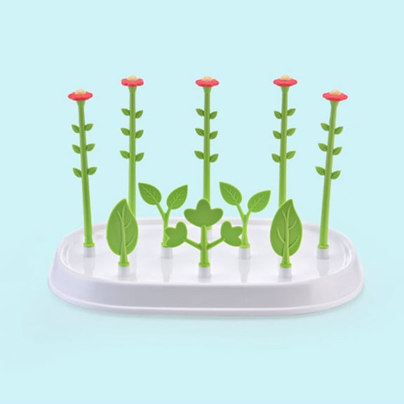 Luxshiny Bottle Dryer Stand Made from Safe PP Material with Flower Shaped Pegs in Green