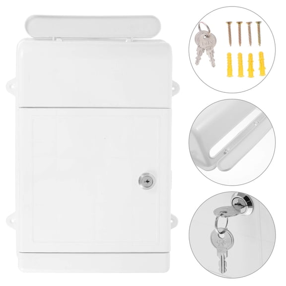 LITINKIMI Weatherproof White Wall Mounted Mailbox - Plastic, Secure, Versatile Storage