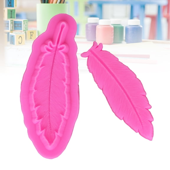 Luxshiny Pink Silicone Baking Mold Feather Shape Non Stick for Fondant Cake Chocolate