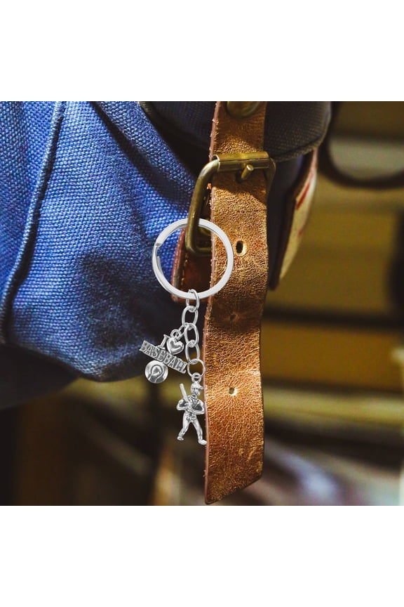 Baseball Keychain with Bat and Charm, Stylish Sports Fan Accessory for Bags, Backpacks, and