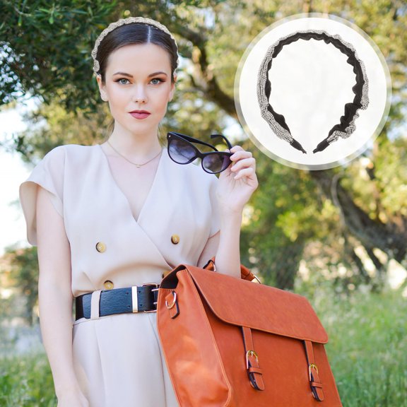 Luxshiny Silver Rhinestone Headband Wide Brim Hairband for Party Durable Stylish Hair Accessory