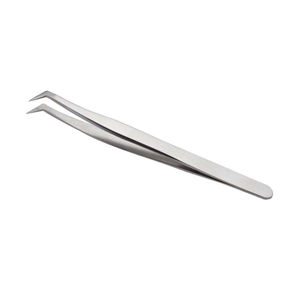 Luxshiny Silver Stainless Steel Eyelashes Tweezers with Fine Tips for Wedding and Night Out