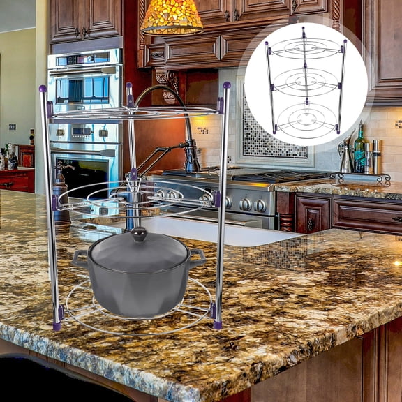 Luxshiny Silver Stainless Steel Pot Rack Household Organizer for Kitchen Storage and Convenient Pan Holder