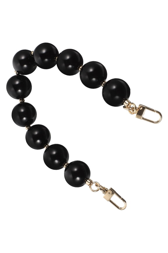 Simple Black Beaded Purse Chain Strap with Buckle for Easy Replacement on Handbags