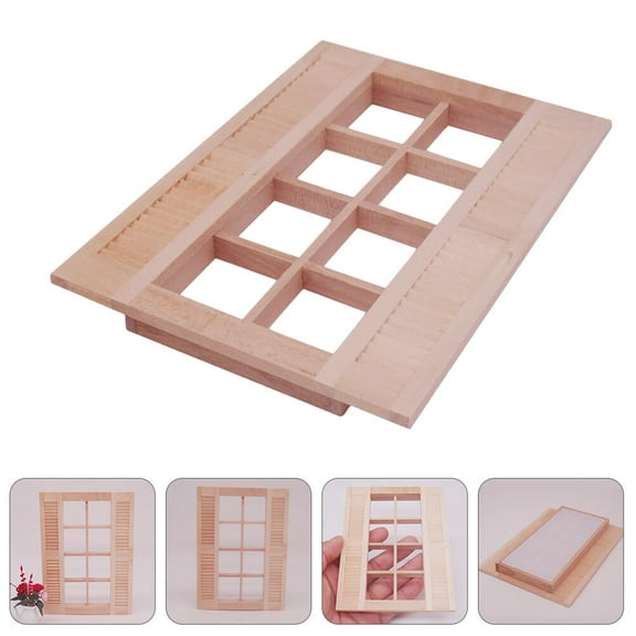 Luxshiny Simulated Mini Furniture Doll House Shutter Khaki Wooden 1Pack