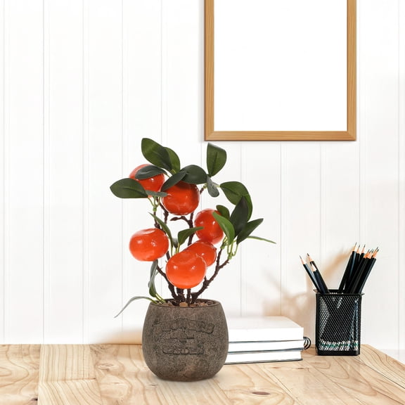 Luxshiny Decorative Multi Color Artificial Orange Bonsai Tree for Desk and Living Space