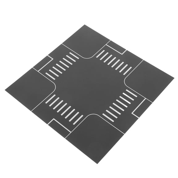 Luxshiny Dark Grey Simulation Road Model with Traffic Signs, Easy to Assemble Decorative Toy for Kids and Collectors