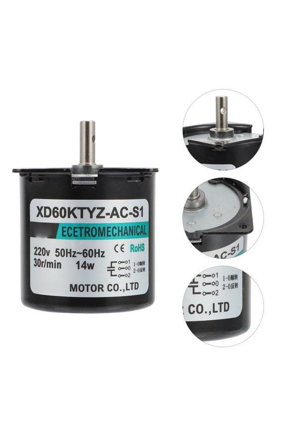 Durable Black Small Electric Synchronous Motor with Slow Speed and Gear for Home Use