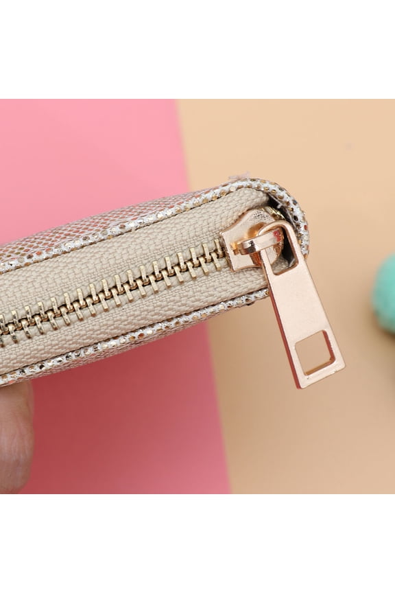 Small Change Purse for Women Short Purse Golden Polyester 1Set Key Storage for Work