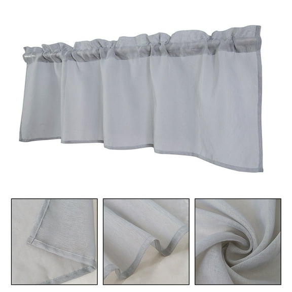 Luxshiny Hemp Gauze Kitchen Curtain Light Grey Breathable Washable Home Supply