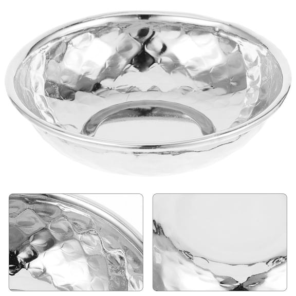 Luxshiny Small Metal Sauce Dish Set Small Soy Sauce Bowl Dipping Plate Seasoning Plate Silver Usable