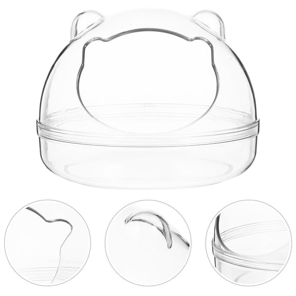 Luxshiny Small Pet Bath Container Hamster Sand Bath Basin Multipurpose Tub with Feeder Function