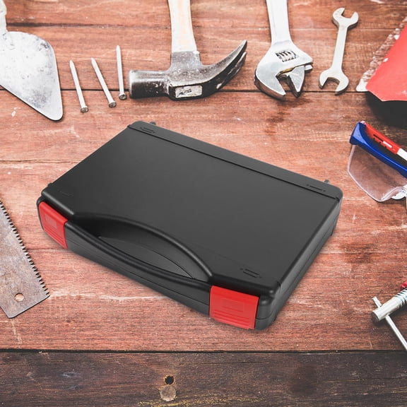 Luxshiny Small Plastic Tool Box Portable Organizer with Handle for Home and Electrical Use Black