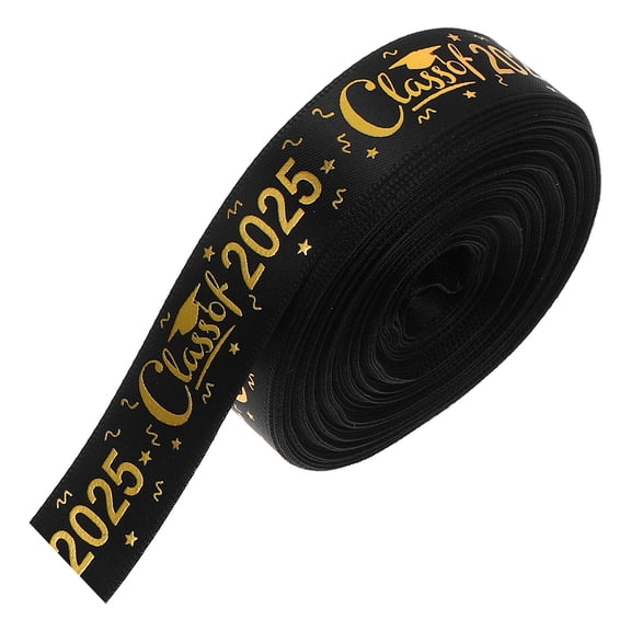 Luxshiny Smooth Black Polyester Ribbon for Graduation Presents and Party Decorations