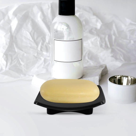 Luxshiny Black Soap Holder Dish for Bathroom Bar Soap with Non- Stable Base, Simple and Design